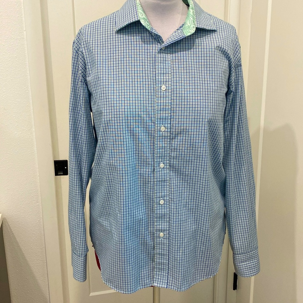 Christian Aujard Button Flip Cuff Plaid Shirt |Size Large
